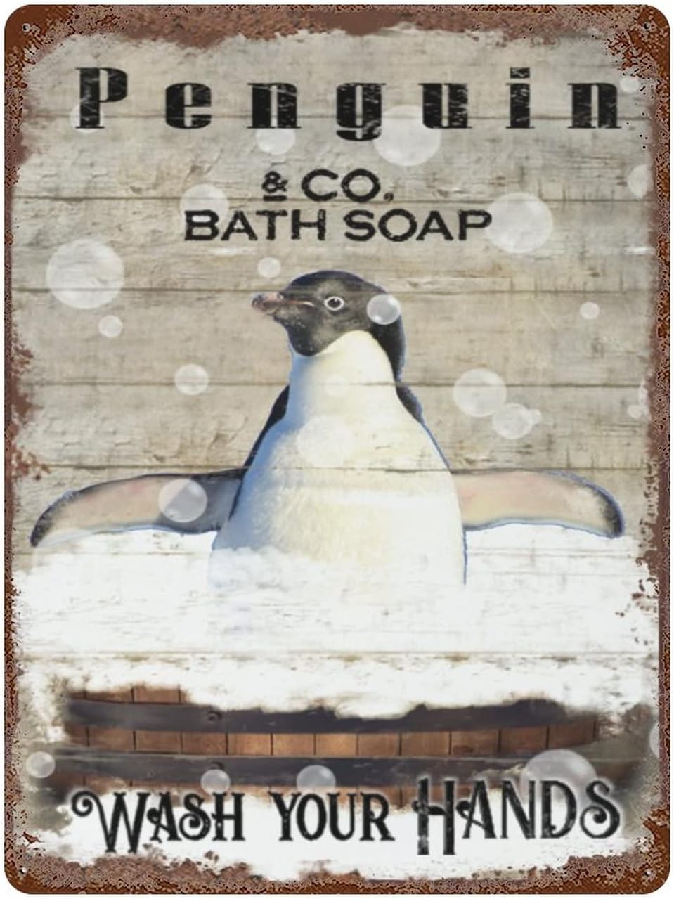 Home Bathroom Pic - Винтажная железная подвесная тарелка, пингвин, мыло