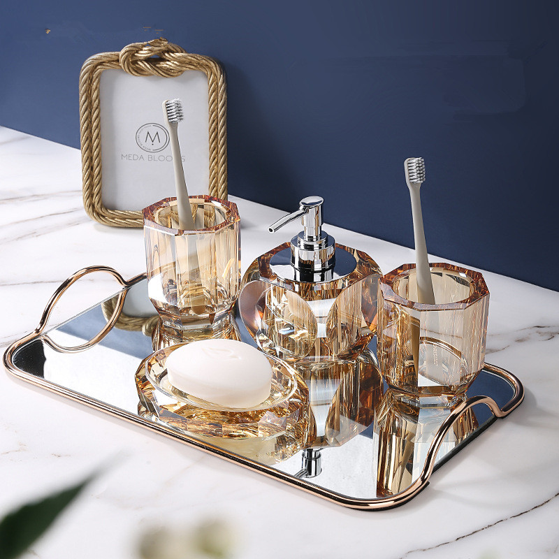 Glass Soap Dish - Набор для ванной комнаты, хрустальное стекло,