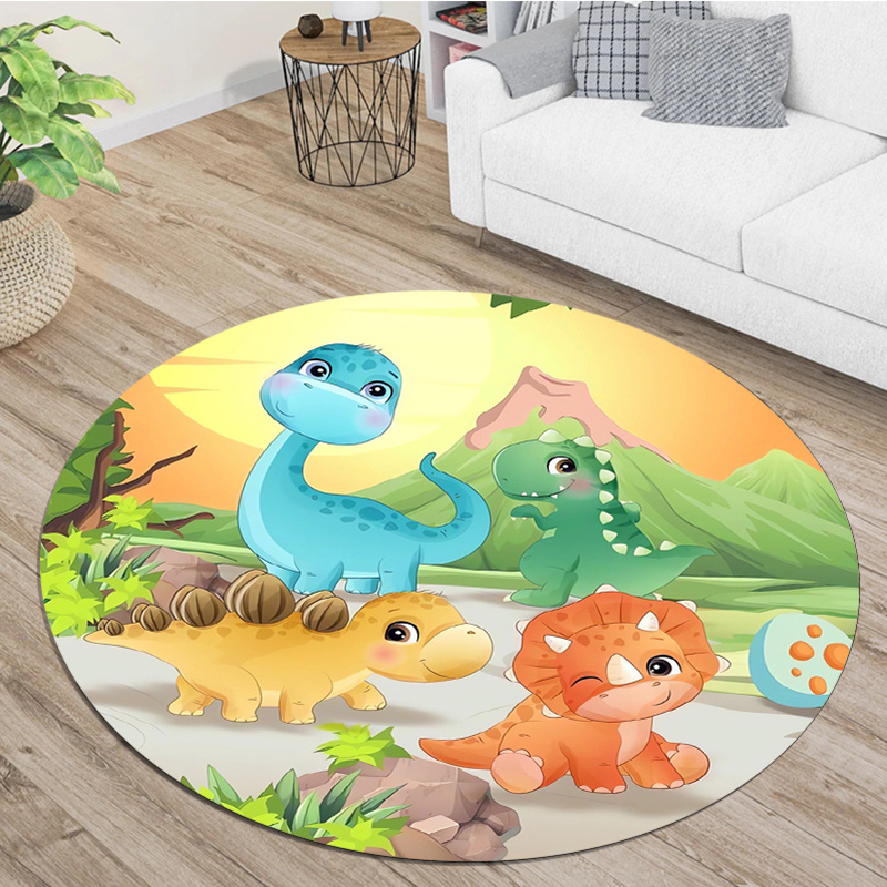 Zara Home Bathroom Rug - Милый круглый коврик с мультяшным динозавром