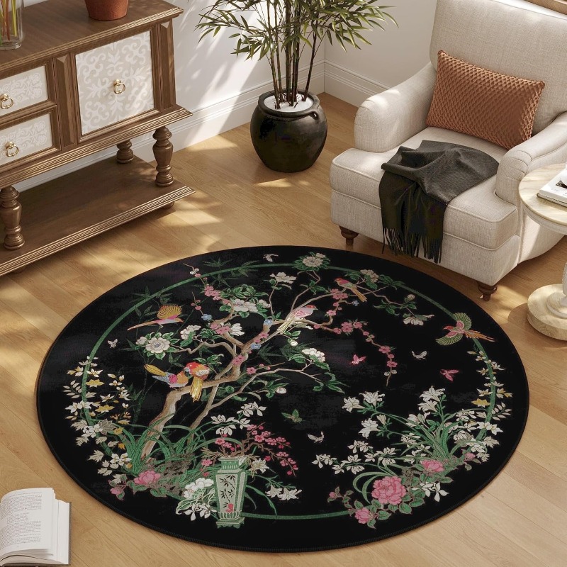 Zara Home Bathroom Rug - Круглый ковер с китайским цветочным узором